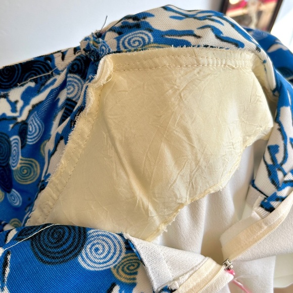 Late 1960s Mod Appliqué Statement Maxi Dress – Blue & White Graphic Print - Picture 5 of 7